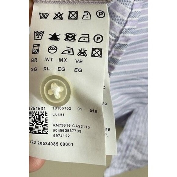 Hugo Boss Regular Fit Striped Button Up Long Sleeve Dress Shirt Men Size XL Purp - Picture 5 of 11